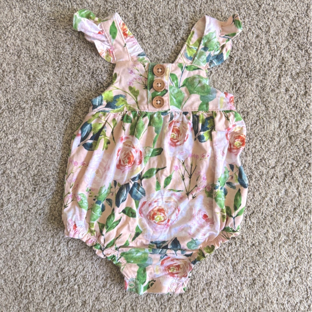 Posh Peanut Floral Ruffle Romper, 0-3 months